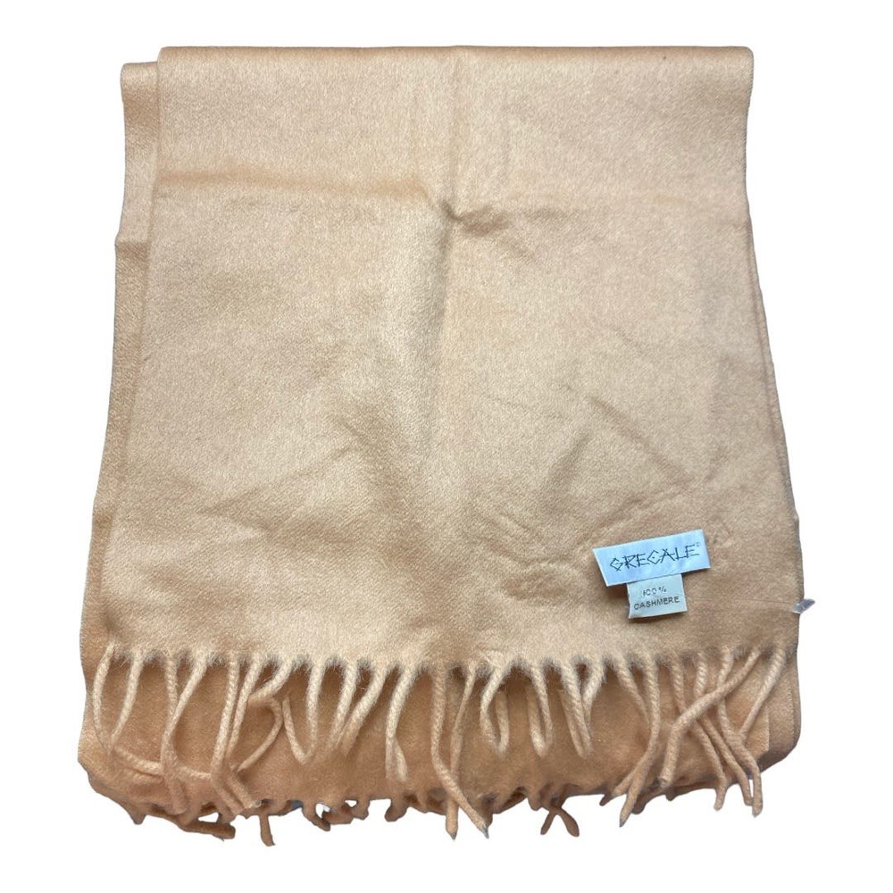 NEW Grecale 100% Pure Cashmere Scarf Tan Camel Fringe Winter Fall Unisex Knit